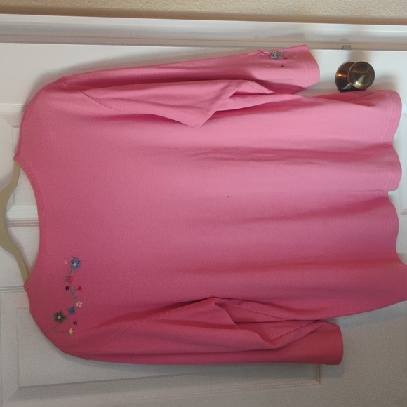 Vintage Koret Francisca Women's Size Large Flower Embroidered Cardigan Pink - Picture 7 of 8